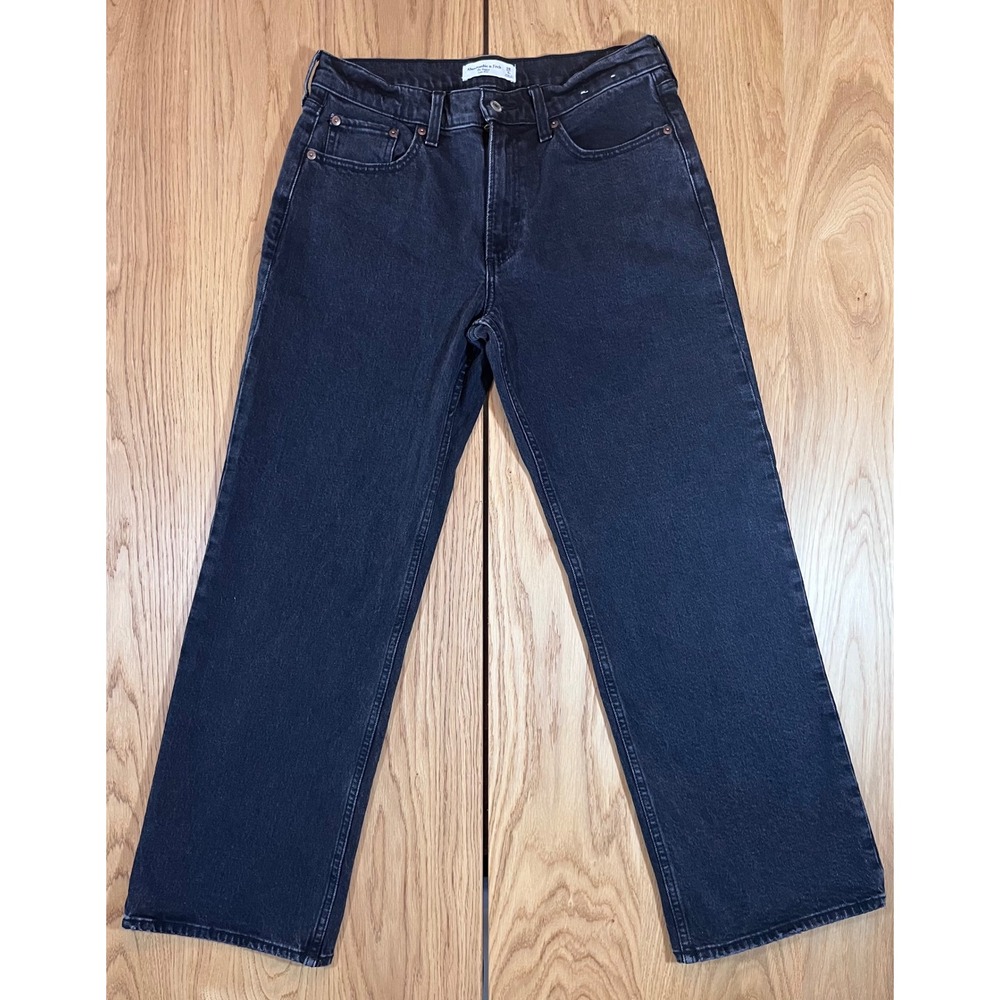 Abercrombie & Fitch Baggy Low Rise Jeans Women 28 6S Black Y2K Wide Leg Denim